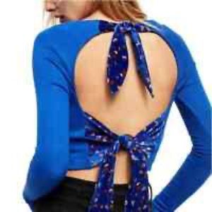 Free people looking forward long sleeve velvet tire open back top